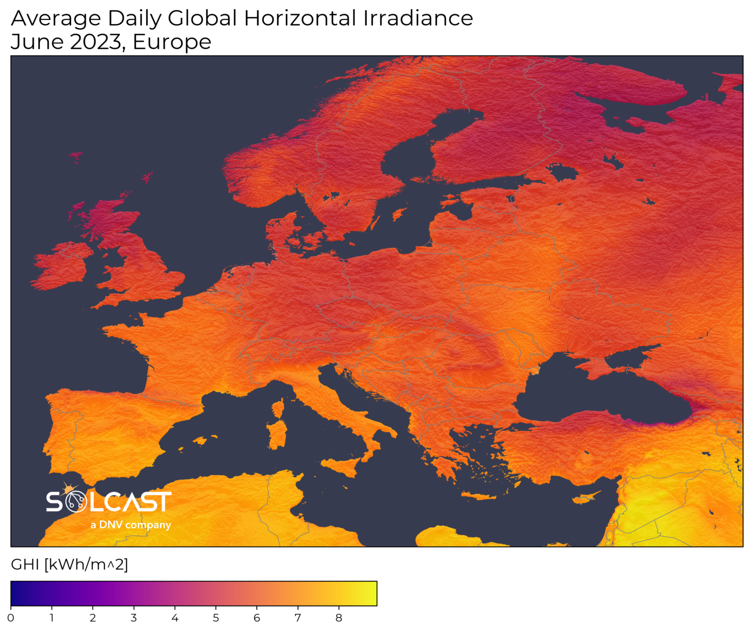 Exceptional June sunshine in England and France as summertime high