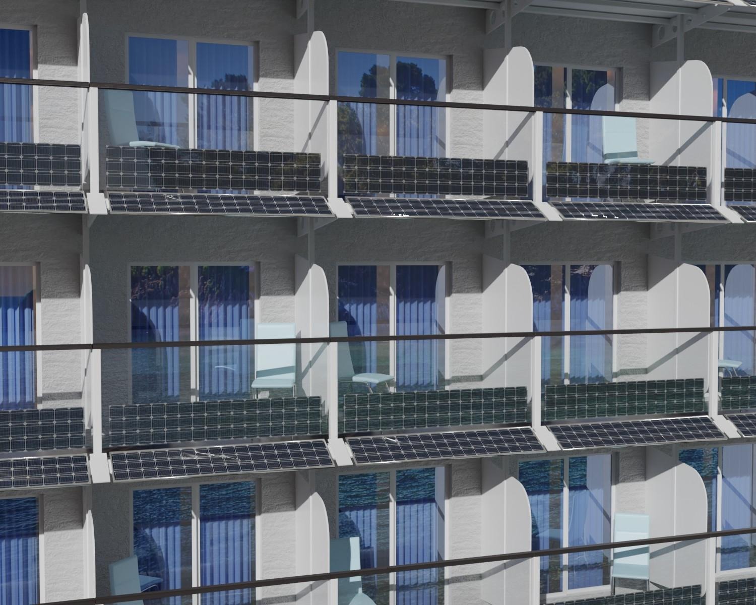 Balcony PV systems for cruise ships